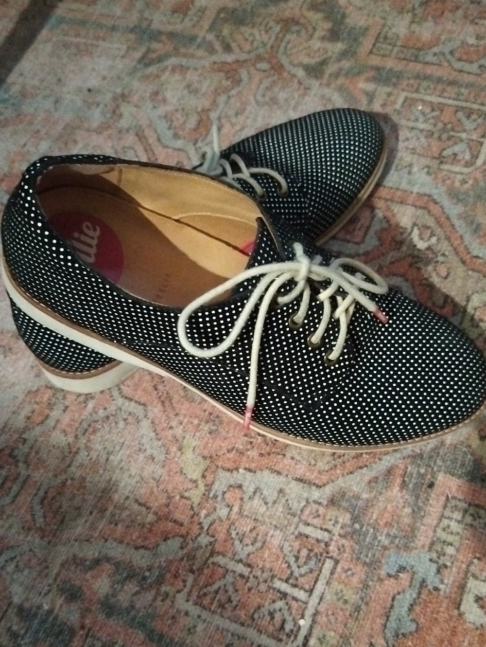 Rollie DERBIE Black/White Polka Dot Black Dream Leather Lace-Up Shoes - 38 /7.5